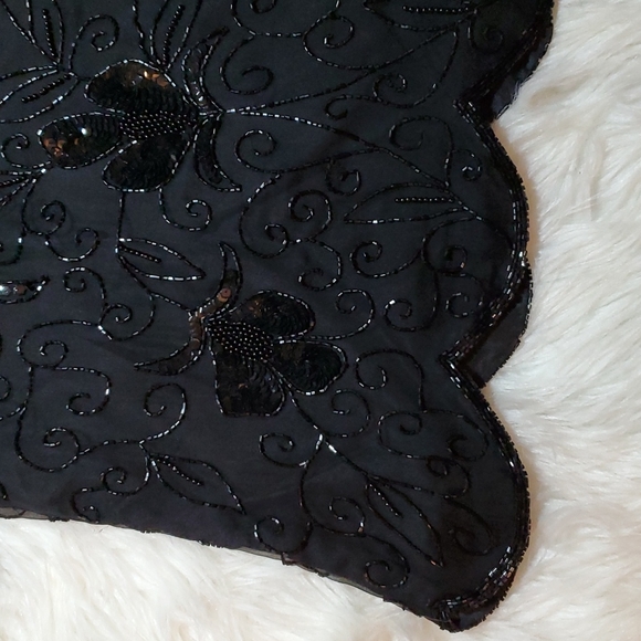 Vintage Stenay 100% SILK black beaded top blouse in excellent condition size L - Picture 2 of 9